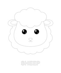 Sheep tracing worksheet for kids