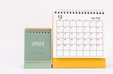 December 2022 desk calendar on white background.