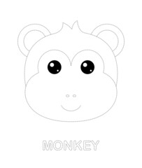 Monkey tracing worksheet for kids