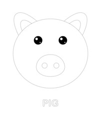 Obraz na płótnie Canvas Pig tracing worksheet for kids