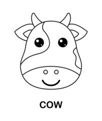 Coloring page with Cow for kids