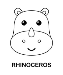 Coloring page with Rhinoceros for kids