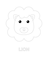 Lion tracing worksheet for kids