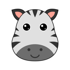 Cute Zebra face isolated on white background
