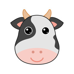 Cute Cow face isolated on white background