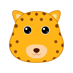 Cute Leopard face isolated on white background