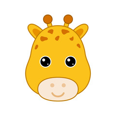 Cute Giraffe face isolated on white background