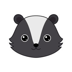 Cute Skunk face isolated on white background