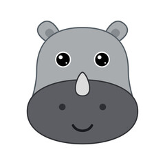 Cute Rhinoceros face isolated on white background