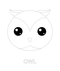 Owl tracing worksheet for kids