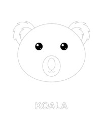 Koala tracing worksheet for kids