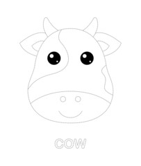 Cow tracing worksheet for kids