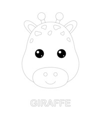 Obraz na płótnie Canvas Giraffe tracing worksheet for kids