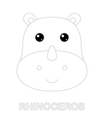 Rhinoceros tracing worksheet for kids