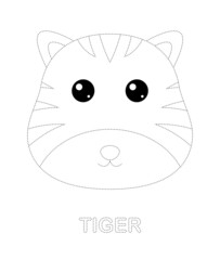 Obraz premium Tiger tracing worksheet for kids