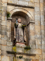 Religious statue on a house in Santiago de Compostela