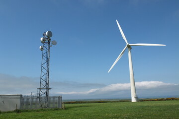 Fototapeta premium Bears Down wind farm, St Eval, Cornwall, England. UK