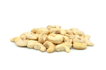 Roasted cashew nut isolated on white background.