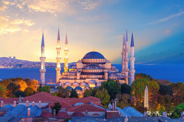 Fototapeta na wymiar The Blue Mosque, Istanbul, Turkey, full view