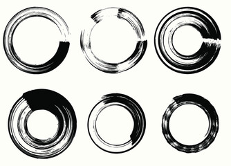 Grunge circles (brush strokes). Vector, isolated © Sofiia