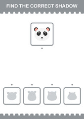 Find the correct shadow Panda face. Worksheet for kids