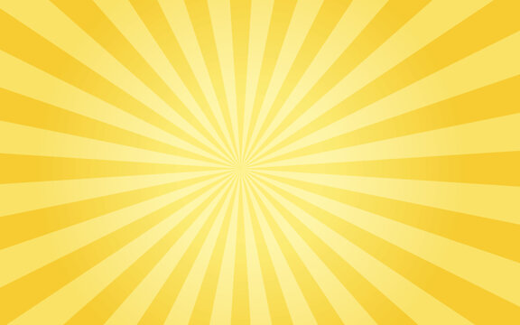 Sun rays retro vintage style on yellow background, Sunburst pattern background. Summer vector illustration