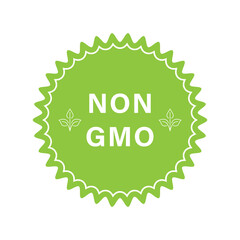 Non GMO Green Stamp. Free Genetically Modified Product Label. Bio Eco Ingredients for Vegan Symbol. Vegetarian Healthy Food Sticker. No GMO Logo. Organic Nature Badge. Isolated Vector Illustration