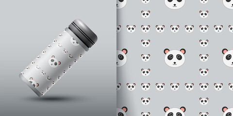 Panda seamless pattern with bottle © Pure Imagination