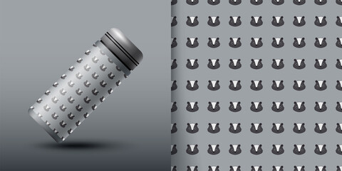 Skunk seamless pattern with bottle