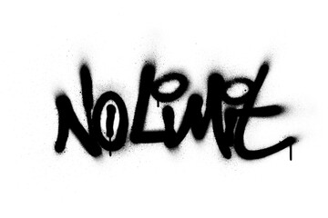 graffiti no limit text sprayed in black over white