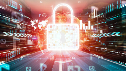 Cyber security and online data protection with tacit secured encryption software . Concept of smart...