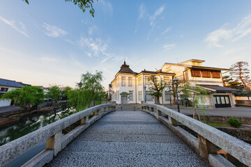 中橋から眺める、倉敷美観地区の朝景(岡山県倉敷市)