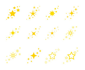 vector set of yellow gold cluster of stars on white background