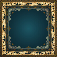 Golden ornate art deco vintage blank frame