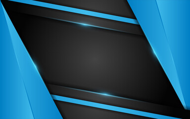 Abstract dynamic blue combination with black background design.