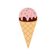 Colorful tasty isolated ice cream. Vector. Summer season fresh and beach food snack or cool down. Milk chocolate and vanilla with fruit or candy