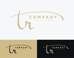 Letter TR handwritten logo design template.