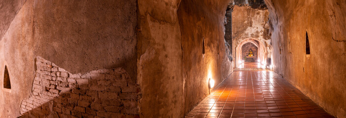 Panorama of Ancient Tunnel at Wat Umong
