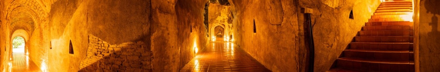 Panorama of Ancient Tunnel at Wat Umong