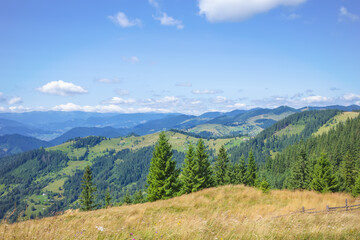 Fototapeta na wymiar View of the mountains on the way to the Pysanyj stone .Carpathians
