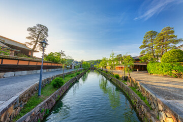 今橋から眺める、倉敷美観地区の朝景(岡山県倉敷市)