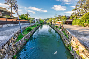 今橋から眺める、倉敷美観地区の朝景(岡山県倉敷市)