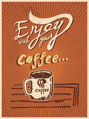 Coffee poster design in retro vintage style