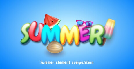 Editable text summer with element composition