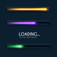 Obraz premium Shining loading bar collection. Modern design element set. Progress visualisation