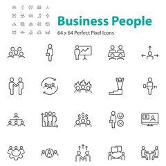set of business people line icons, team, meeting, teamwork