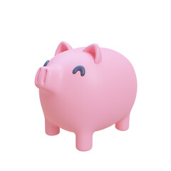 Cute piggy bank for collecting gold coins. Savings ideas for future investments. 3D Illustration.