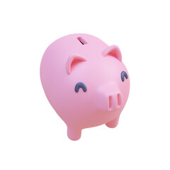 Cute piggy bank for collecting gold coins. Savings ideas for future investments. 3D Illustration.