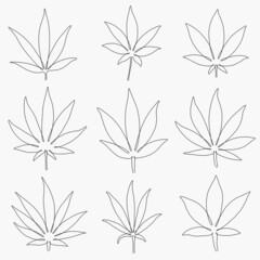 Simplicity cannabis leaf freehand continuous drawing flat design.