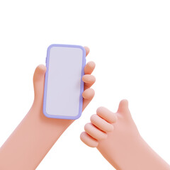 Businessman holding a mobile phone. 3d render illustration with Clipping path.